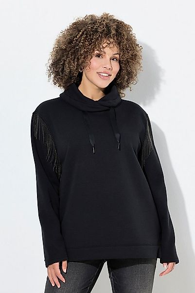 Ulla Popken Sweatshirt Sweatshirt Kettenfransen Stehkragen Langarm günstig online kaufen