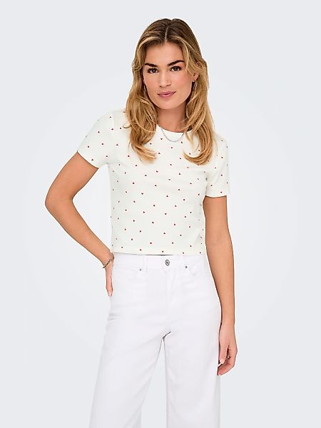 ONLY Kurzarmshirt "ONLFENJA LIFE SS AOP TOP JRS NOOS" Baumwollmischung, Cro günstig online kaufen
