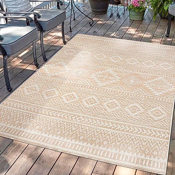Carpet City Outdoorteppich »PALM 3522« rechteckig 5 mm Höhe Läufer, Wetterf günstig online kaufen