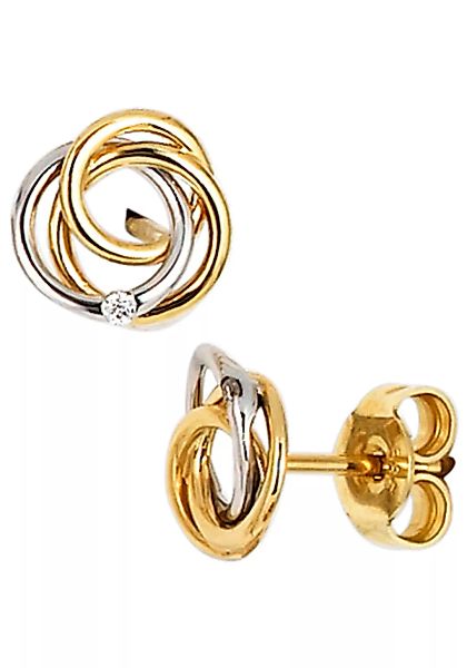 JOBO Paar Ohrstecker, Knoten 585 Gold bicolor mit 2 Diamanten günstig online kaufen