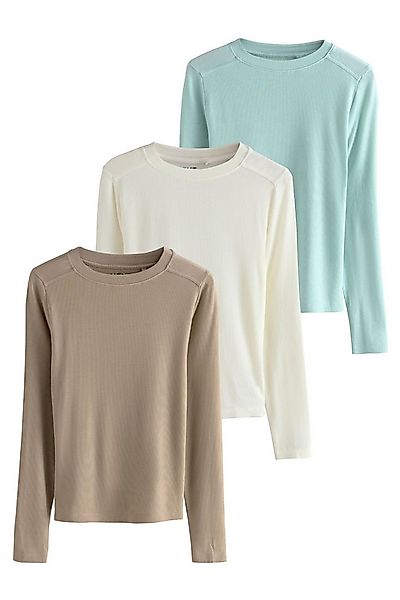 Next Langarmshirt 3er-Pack Langarm-Rundhalsoberteile mit Lyocell (3-tlg) günstig online kaufen