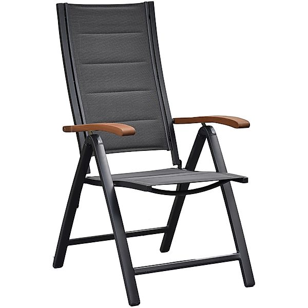 Merxx Stapelstuhl Paxos Aluminium mit Armlehnen klappbar verstellbar Grau günstig online kaufen