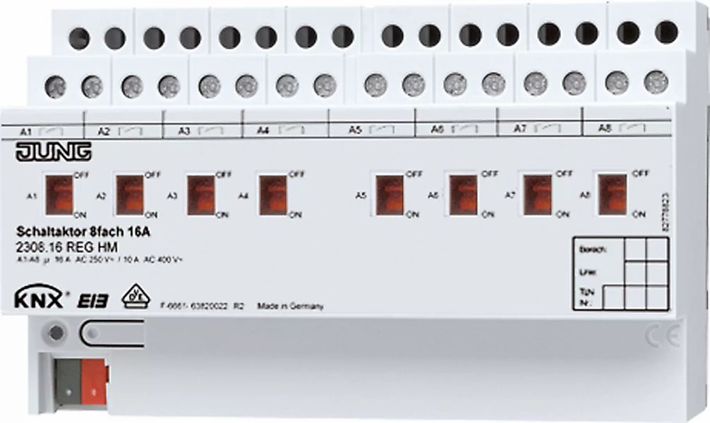 Jung KNX Schaltaktor 8-fach REG Gehäuse 8TE 2308.16 REGHM - 2308.16REGHM günstig online kaufen