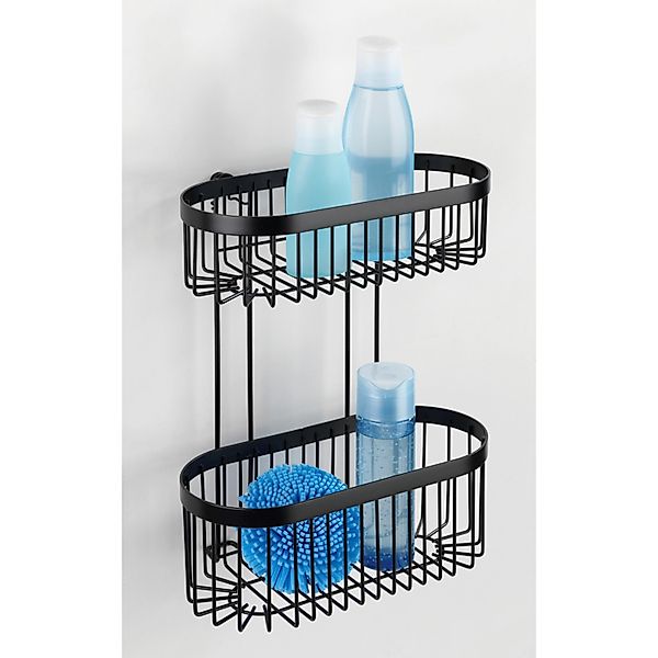 Wenko Wandregal 2 Etagen Classic Plus BlackStahl 26,5 x 33 x 14,5 cm Schwar günstig online kaufen