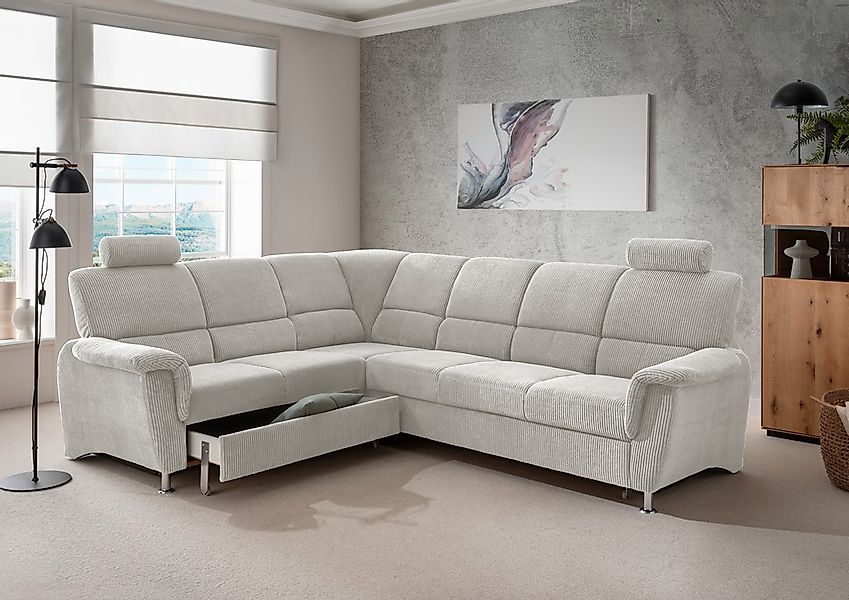 Home affaire Ecksofa »Pisa L-Form, mit Schlaffunktion, Stauraum, 2x höhenve günstig online kaufen