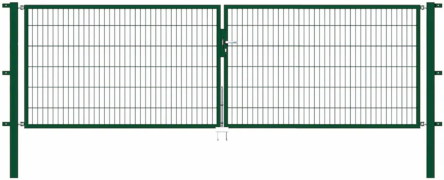 Metallzaun Doppeltor für Doppelstabmatte Grün z. Einbetonieren 120 cm x 400 günstig online kaufen