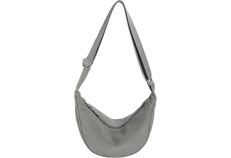 LuxusKollektion Hobo Umhängetasche Halbmond Cord Damen Schultergurt A-grau günstig online kaufen