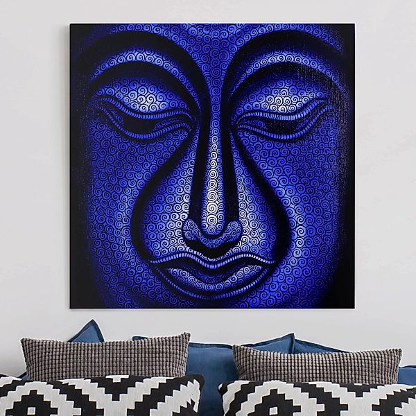 Leinwandbild - Quadrat Buddha in Nepal günstig online kaufen