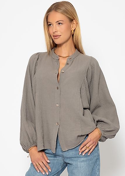 SASSYCLASSY Langarmbluse Oversize Musselin Bluse Damen günstig online kaufen