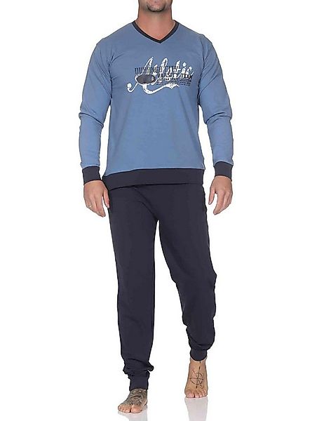 Normann Pyjama Normann Herren langarm Schlafanzug mit Bündchen Pyjama mit F günstig online kaufen