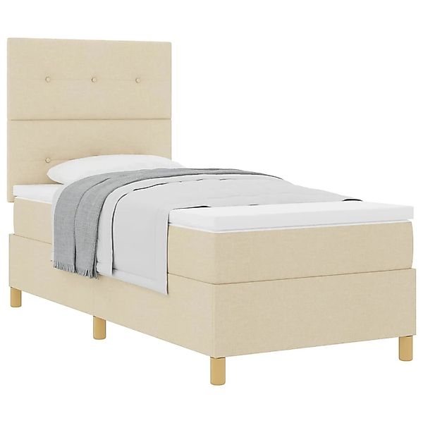 vidaXL Boxspringbett mit Matratze mit Kopfteil Creme 80 x 200 cm Stoff 3339 günstig online kaufen