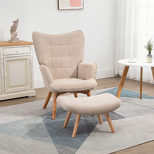 HOMCOM Relaxsessel Loungesessel mit Hocker, Armlehnstuhl günstig online kaufen