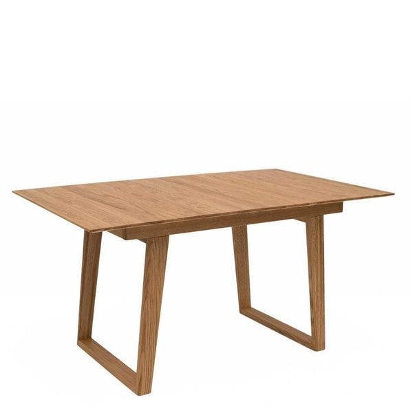 Holz Ausziehtisch aus Eiche Massivholz Bügelgestell günstig online kaufen