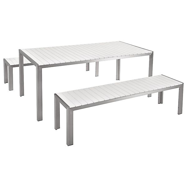 Beliani Gartentisch Set NARDO Weiss Silber 90x180x75 günstig online kaufen