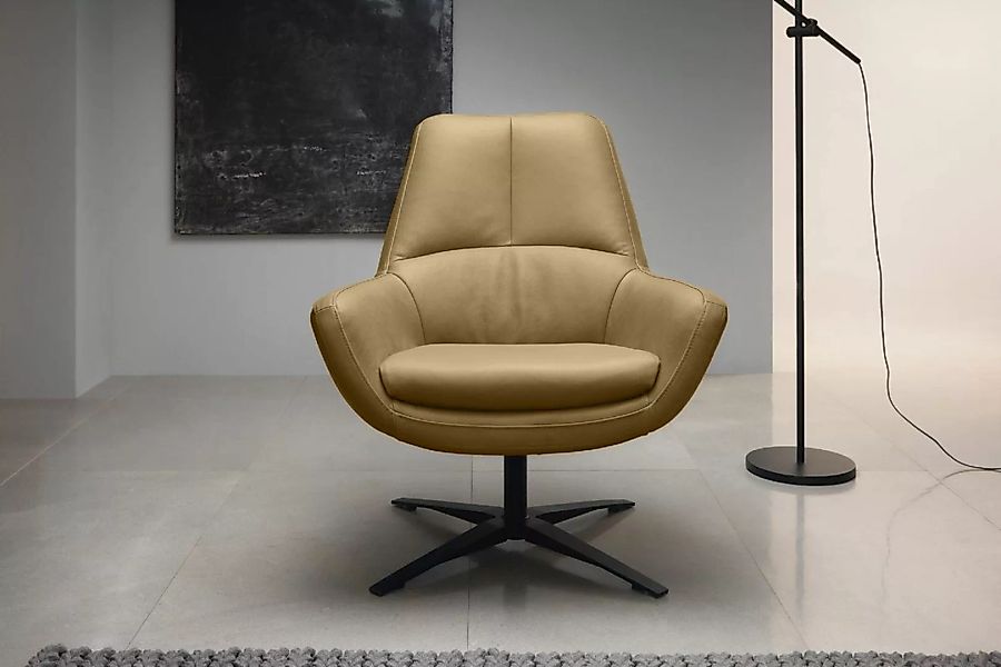 KAWOLA Drehsessel BALTIC Sessel Leder hellbraun günstig online kaufen