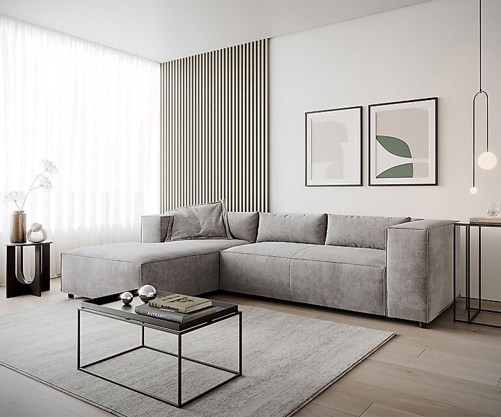 DELIFE Ecksofa Brom, Lederimitat Braun 260x175 günstig online kaufen