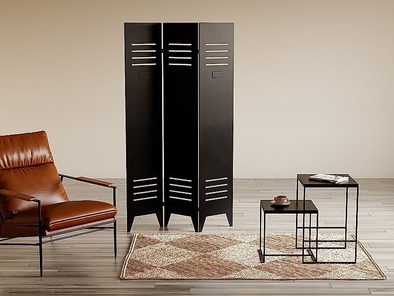 Paravent 3-teilig Spindtür - Industrial Style - Metall - 107 x 178 cm - Sch günstig online kaufen