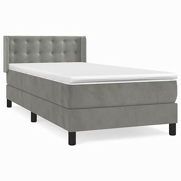 vidaXL Boxspringbett Boxspringbett mit Matratze Hellgrau 90x200 cm Samt Bet günstig online kaufen