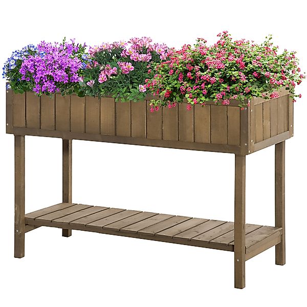 Outsunny Hochbeet-Pflanzkasten auf Beinen mit Regal 110L x 46B x 76H cm 8 F günstig online kaufen