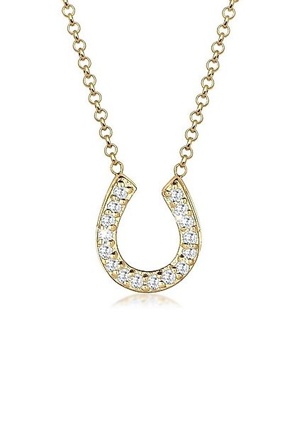 Elli Kette mit Anhänger Hufeisen Glück Zirkonia 925 Sterling Silber, Hufeis günstig online kaufen