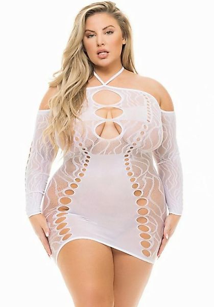 Pink Lipstick Lingerie Minikleid Plus Size Netz-Kleid transparent Übergröße günstig online kaufen