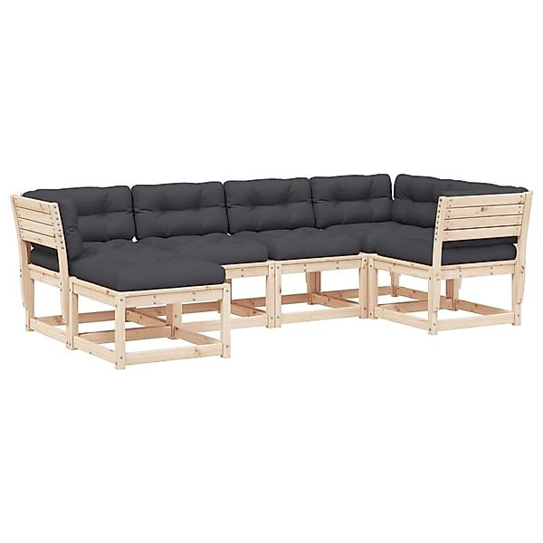 vidaXL 6-tlg Garten-Sofagarnitur mit Kissen Massivholz Kiefer Modell 1 günstig online kaufen