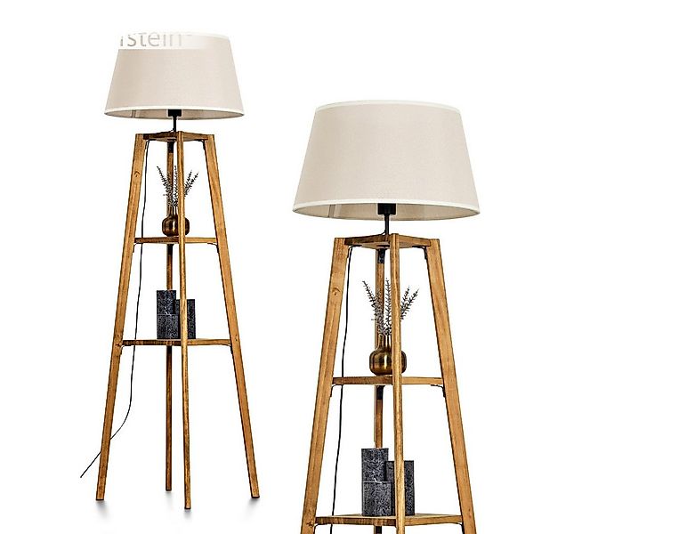 hofstein Stehlampe Stehlampe aus Holz/Stoff in Natur/Beige/Weiß, ohne Leuch günstig online kaufen