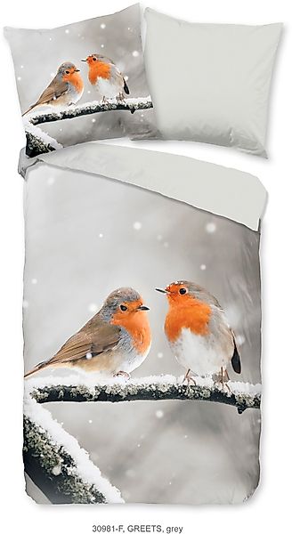 good morning Wendebettwäsche »Greets«, Biber, 135x200, Warm, Weich, Wendeop günstig online kaufen