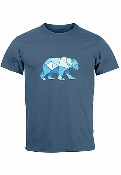 Neverless Print-Shirt Herren T-Shirt Polygon Grafik Bär Outdoor Fashion Tie günstig online kaufen