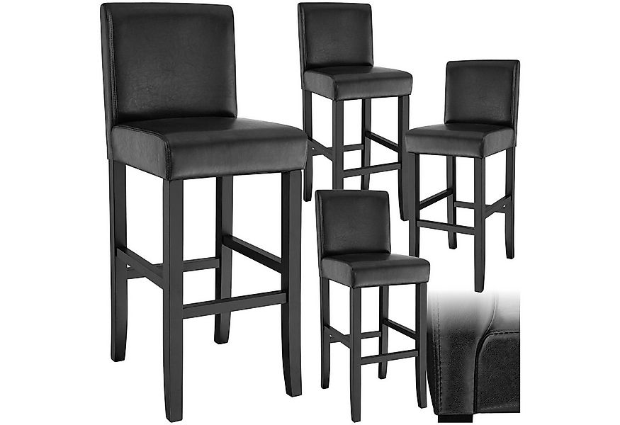 tectake Barhocker Barstuhl aus Kunstleder, gepolstert mit Rückenlehne, Stuh günstig online kaufen