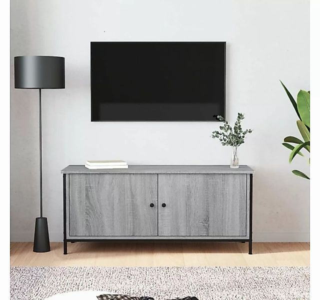 furnicato TV-Schrank mit Türen Grau Sonoma 102x35x45 cm Holzwerkstoff günstig online kaufen