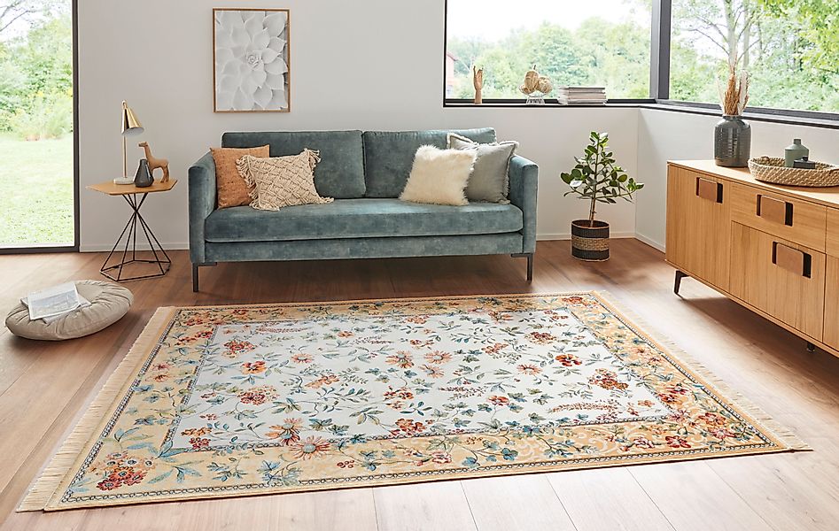 HANSE Home Teppich »Orient Flowers« rechteckig 5 mm Höhe Kurzflor mit Frans günstig online kaufen