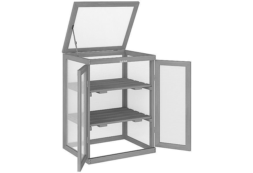 Outsunny Hochbeet 3 Stufen Gewächshaus mit zwei Türen aus Holz und Polycarb günstig online kaufen