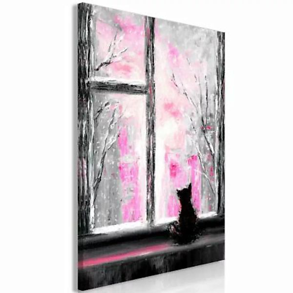 artgeist Wandbild Longing Kitty (1 Part) Vertical Pink rosa/grau Gr. 40 x 6 günstig online kaufen