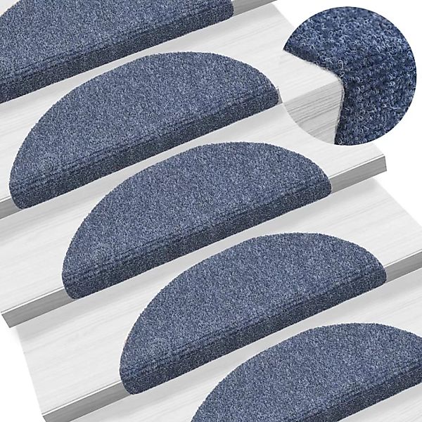 Selbstklebende Treppenmatten 10 Stk. Blau 54x16x4 Cm Nadelvlies günstig online kaufen