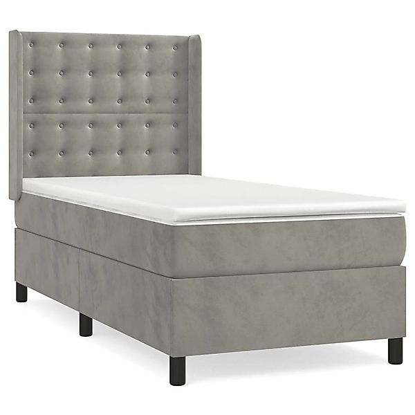 vidaXL Boxspringbett mit Matratze Hellgrau 90x190 cm Samt 3132891 günstig online kaufen