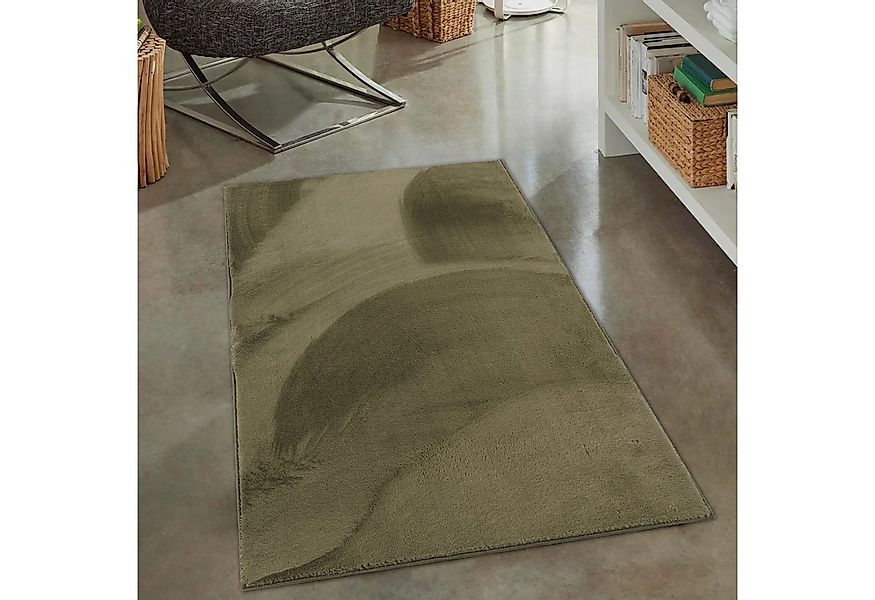 Carpetia Teppich Teppich grün Hasenfell-Optik elegant weich mit feinem Schi günstig online kaufen