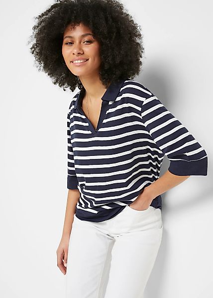 bonprix Poloshirt 2 Stk. Oversize Passform, mit Halbarm, gestreiftes Design günstig online kaufen