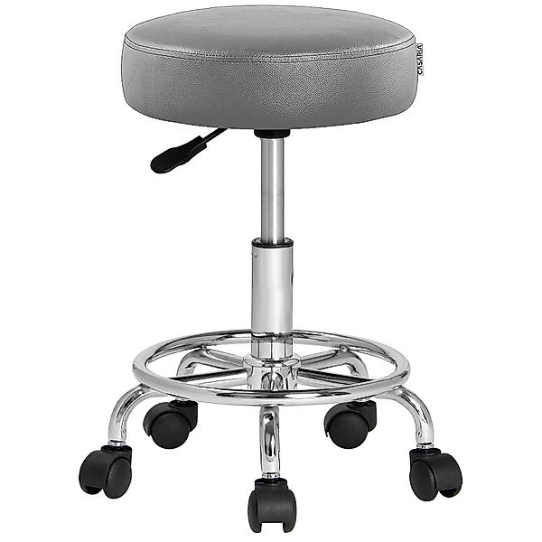 Rollhocker Kunstleder Grau 360° drehbar Fußablage günstig online kaufen