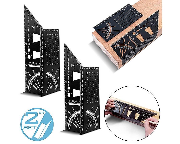 STAHLWERK Winkelmesser 2er Set Gehrungswinkel-Lineal mit Anschlag und Bohrl günstig online kaufen