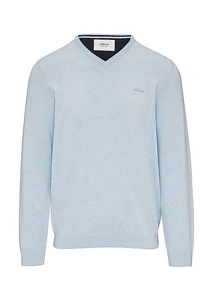 s.Oliver V-Ausschnitt-Pullover Pullover (1-tlg) V-Ausschnitt, langarm, Logo günstig online kaufen
