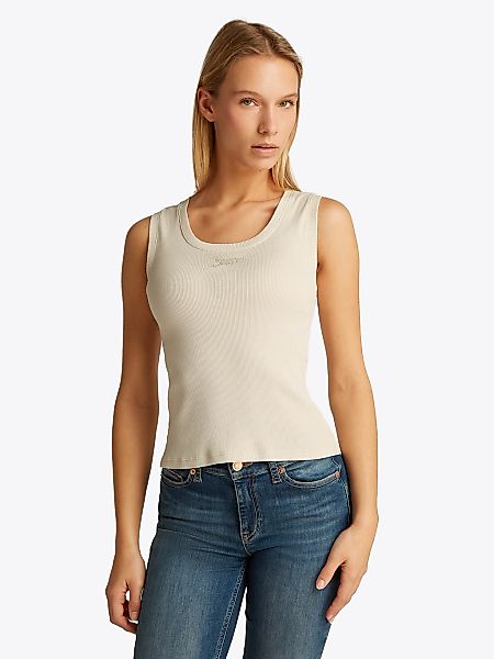 Tommy Jeans Tanktop "TJW SLIM SCRIPT RIB TANK TOP" mit Logostickerei günstig online kaufen