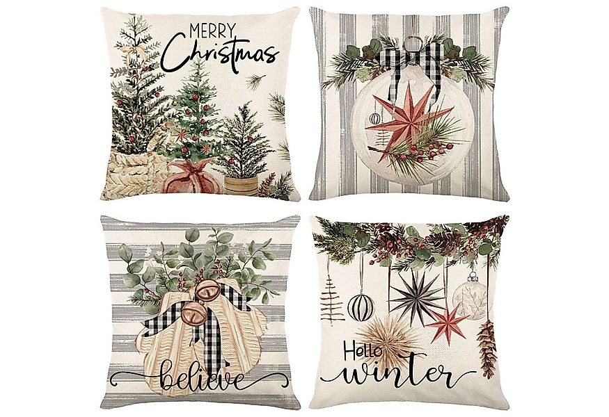 Qelus Kissenbezüge Weihnachten Kissenbezug 4er Set Kissenbezüge 45x45cm Dek günstig online kaufen