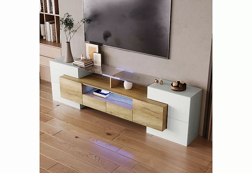 OKWISH TV-Schrank Lowboard TV Schrank (1-St., Weiß, 200 cm) LED-Beleuchtung günstig online kaufen