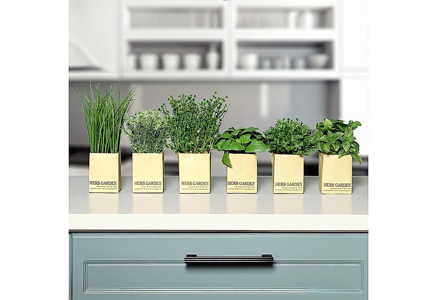 Kunstpflanze Künstliches Kräuter Sortiment - 6er Set Schnittlauch, Petersil günstig online kaufen