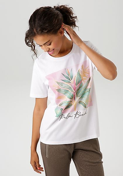 Aniston CASUAL T-Shirt mit goldfarbenen Glitzerdruck günstig online kaufen