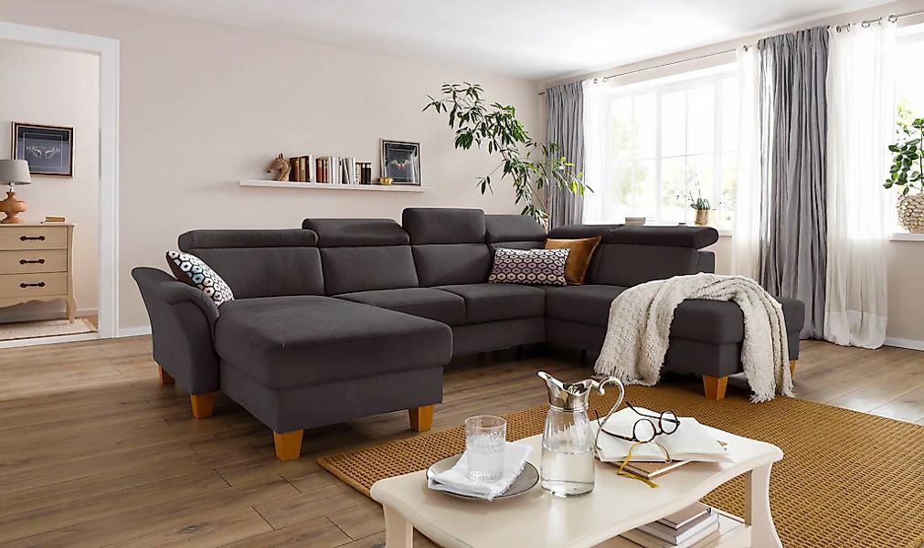 Home affaire Wohnlandschaft "Conville U-Form" Kopfteilverstellung wahlweise günstig online kaufen