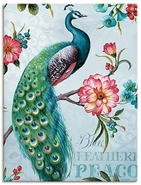 Artland Leinwandbild "Blau gepfederter Pfau" Vögel 1 Stk. tlg. auf Holzrahm günstig online kaufen