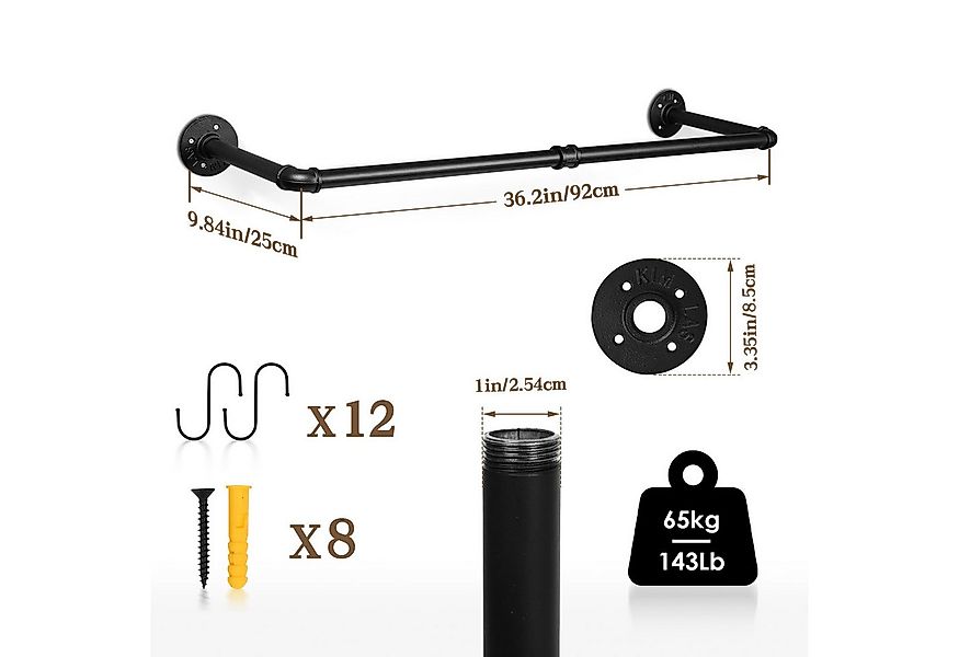 Clanmacy Kleiderstange Garderobenstange Garderobe Kleiderständer 92cm Schwe günstig online kaufen