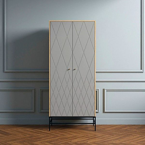 andas Kleiderschrank "MIA", Fräsungen in den Fronten, goldene Griffe günstig online kaufen